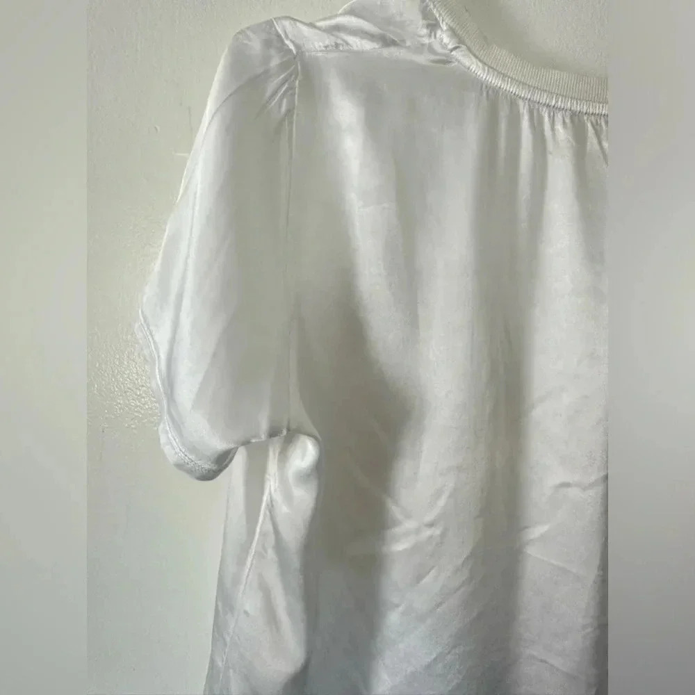 Nation LTD June Sateen V Neck Top in White - Picture 8 of 8